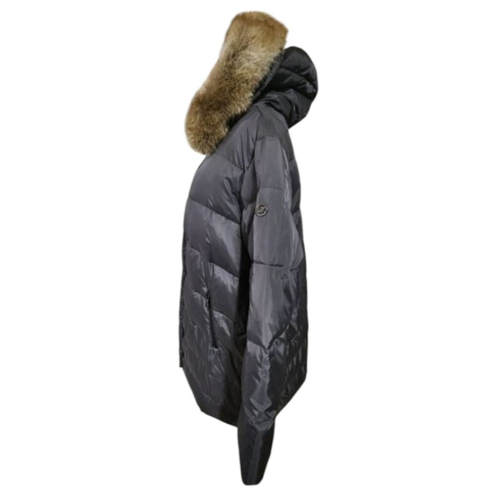 MICHAEL Kors steel Grey maxi long Faux fur hooded puffer coat plus‎ size 2X New - Picture 4 of 14